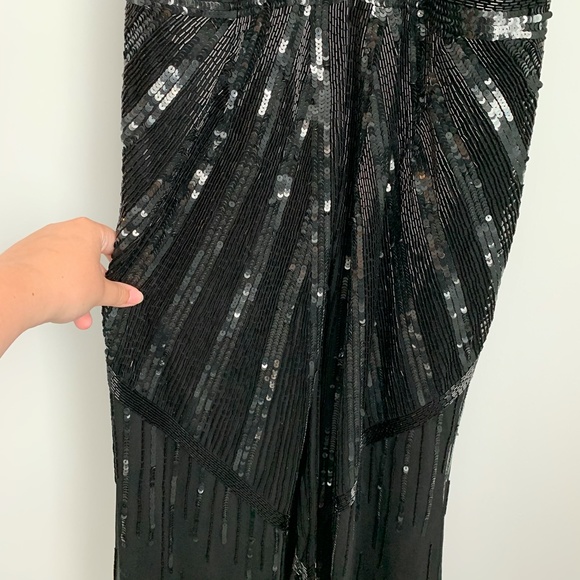 Adrianna Papell Black Sequin Beaded Long Dress - Picture 8 of 8